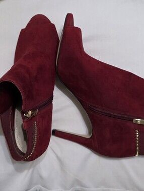 Marc Fisher Serenity Red Suede Peep Toe Shooties
